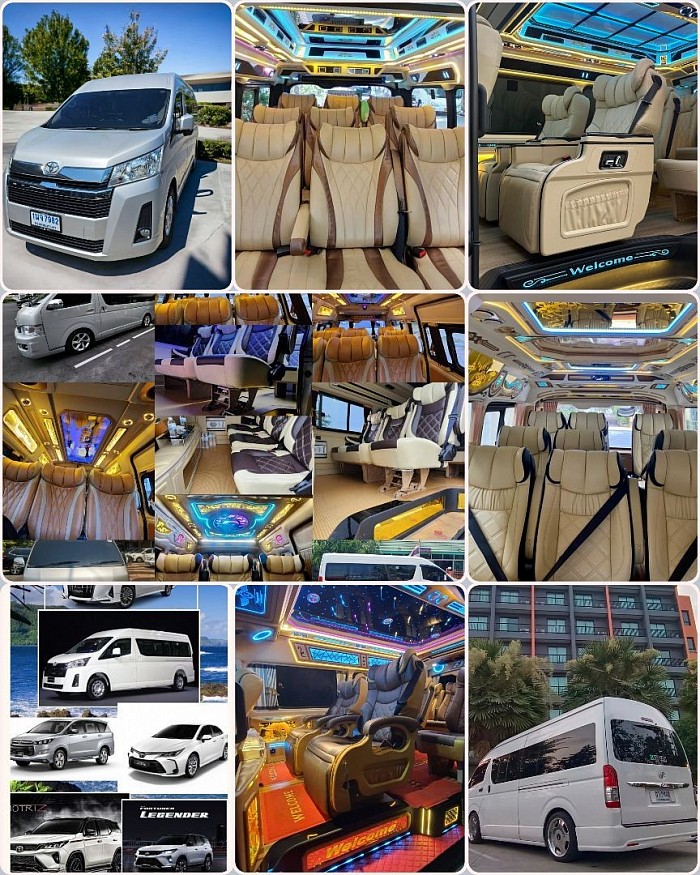 The van provides VIP vans with 8 seats, 10 seats, and 13 seats. Providing services of car with driver, car rental with driver.  Rent a car with a driver  Available 24 hours a day, providing pick-up and delivery services throughout Thailand.