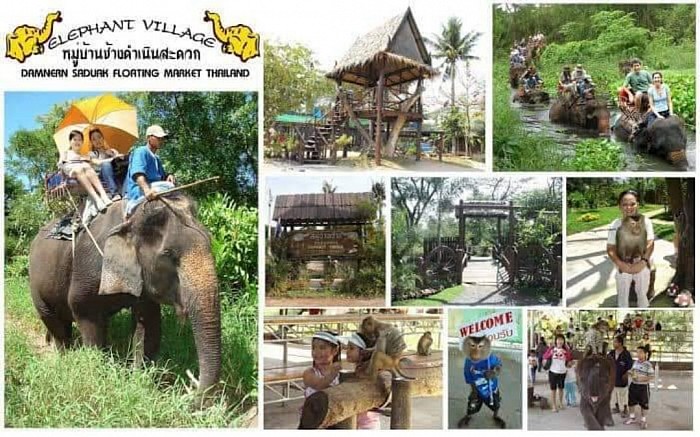 booking City Tour in Bangkok one day trip to Talad Rom Hub Damnoen Saduak Floating Market Damnoen Saduak Elephant Camp