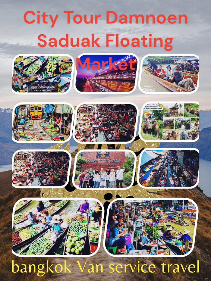 booking City Tour in Bangkok one day trip to Talad Rom Hub Damnoen Saduak Floating Market Damnoen Saduak Elephant Camp